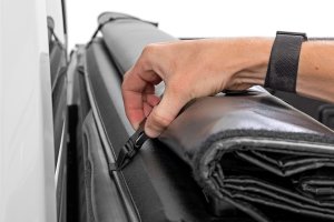 GMC Sierra 1500 Soft Roll Up Bed Cover - Rough Country - Rough Country, Marine Grade Vinyl - Matte Black - '19-'24